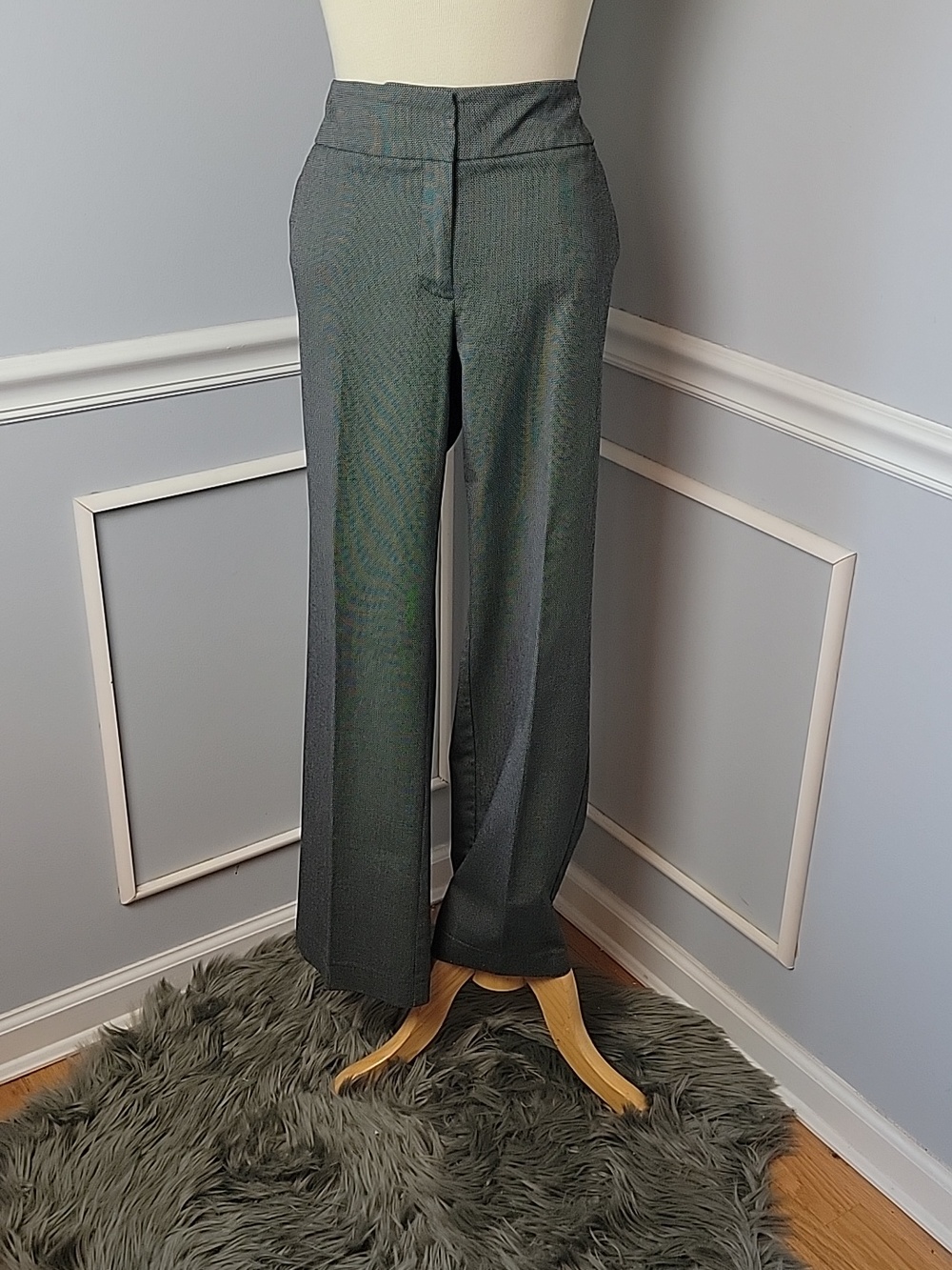 ANN TAYLOR FACTORY Signature Black White Polka Dot Straight Leg Career Pants 12